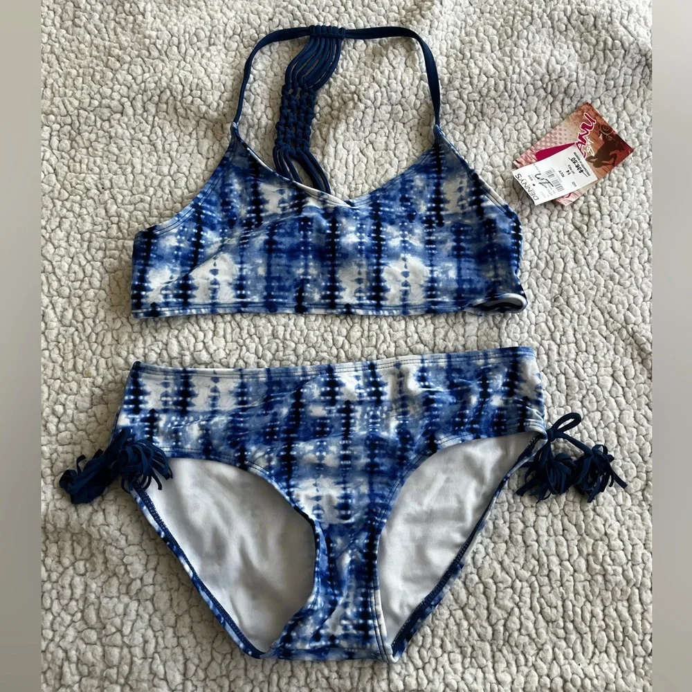 NWT - Kanu Surf - Girls Size 14 - Blue Tie-Dye Bikini Swimsuit